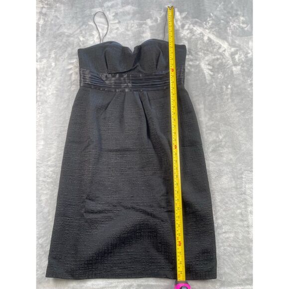 Elie Tahari Dress 12 Black Matelasse Cocktail Wool Textured Sweetheart Cocktail - Picture 8 of 14